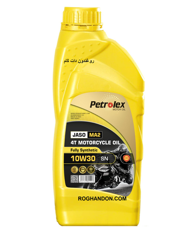 روغن موتور سیکلت فول سنتتیک پترولکس JASO MA2 مدل SN 10W-30 حجم 1 لیتر خرید روغن موتور سیکلت